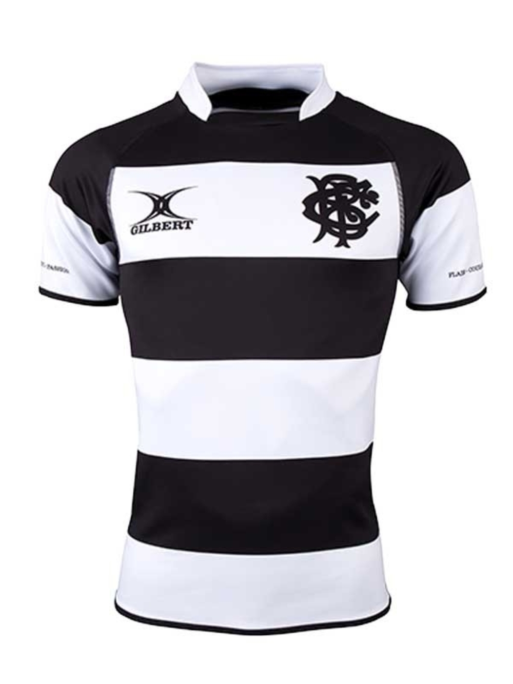 Gilbert Barbarians FC Black White Striped  Rugby Jersey